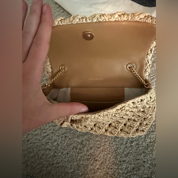 Tory Burch Raffia Crossbody with Gold Chain - Picture 4 of 5